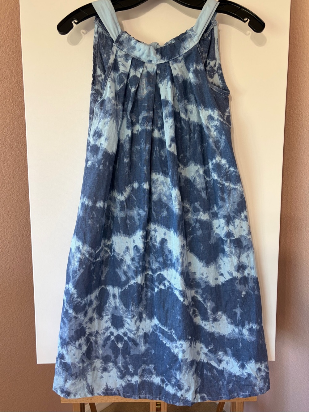 Bellambia Italy 100% Linen Tie Dye Halter Shift Dress Size XS Fits Small Medium